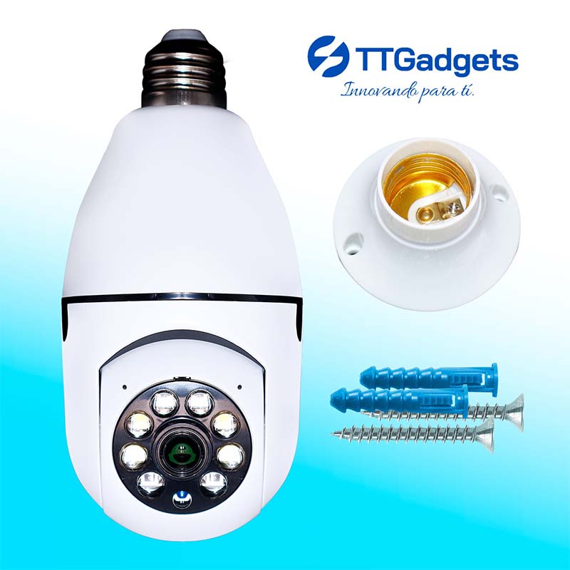 Kit de 2 Cámaras de Seguridad 3MP, Cámaras WiFi Bombillas Inalámbricas para Interior 2304x1296P Full HD, Alarma Sirena Automatica Visión Nocturna | Compatible IOS/Android