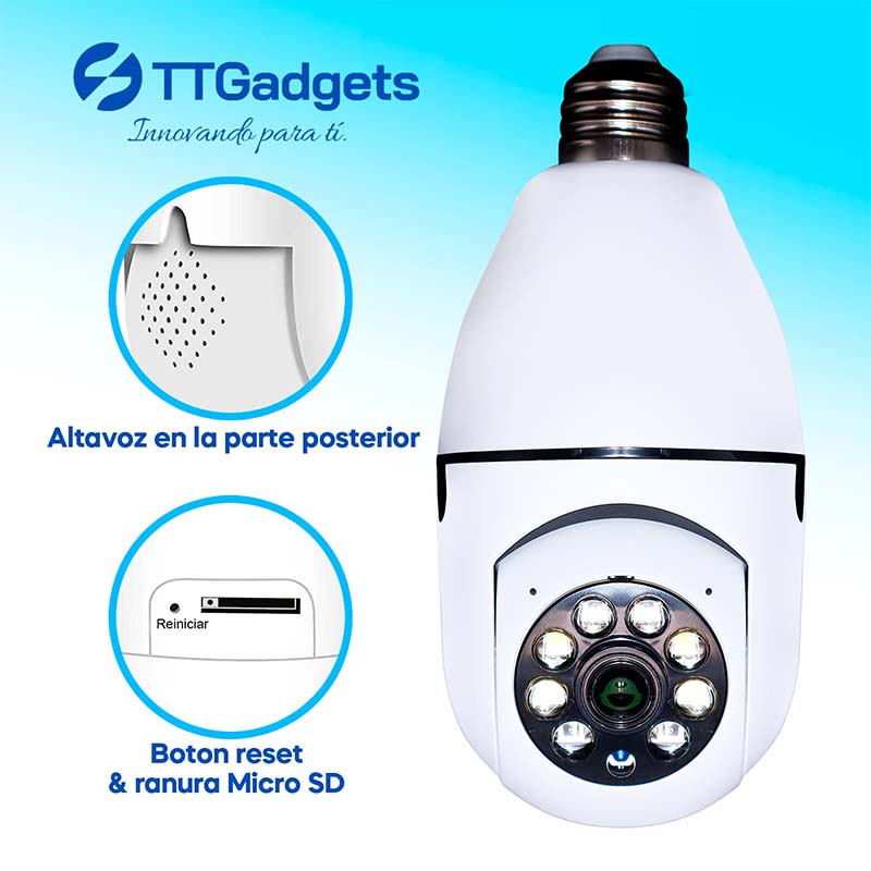 Kit de 2 Cámaras de Seguridad 3MP, Cámaras WiFi Bombillas Inalámbricas para Interior 2304x1296P Full HD, Alarma Sirena Automatica Visión Nocturna | Compatible IOS/Android